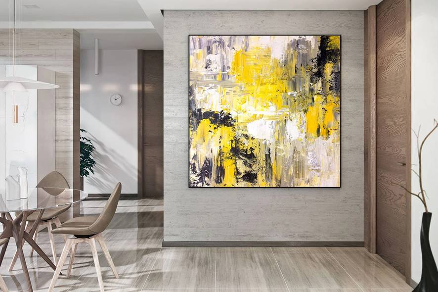 White Hand-painted Contemporary Abstract Canvas Wall Art MM2G4